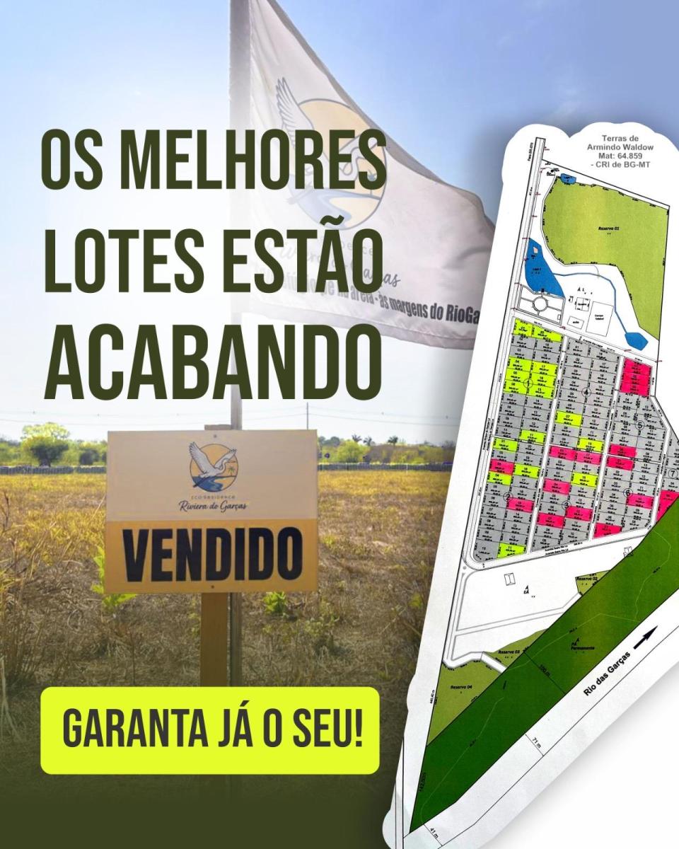 Lotes a venda no condomínio Riviera, condomínio completo para construir e viver bem.
